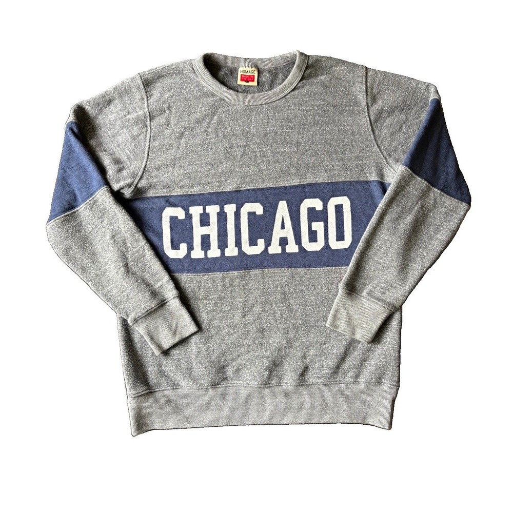 Homage Chicago Crewneck Sweatshirt Men's L Made in USA Colorblock Vintage-Style